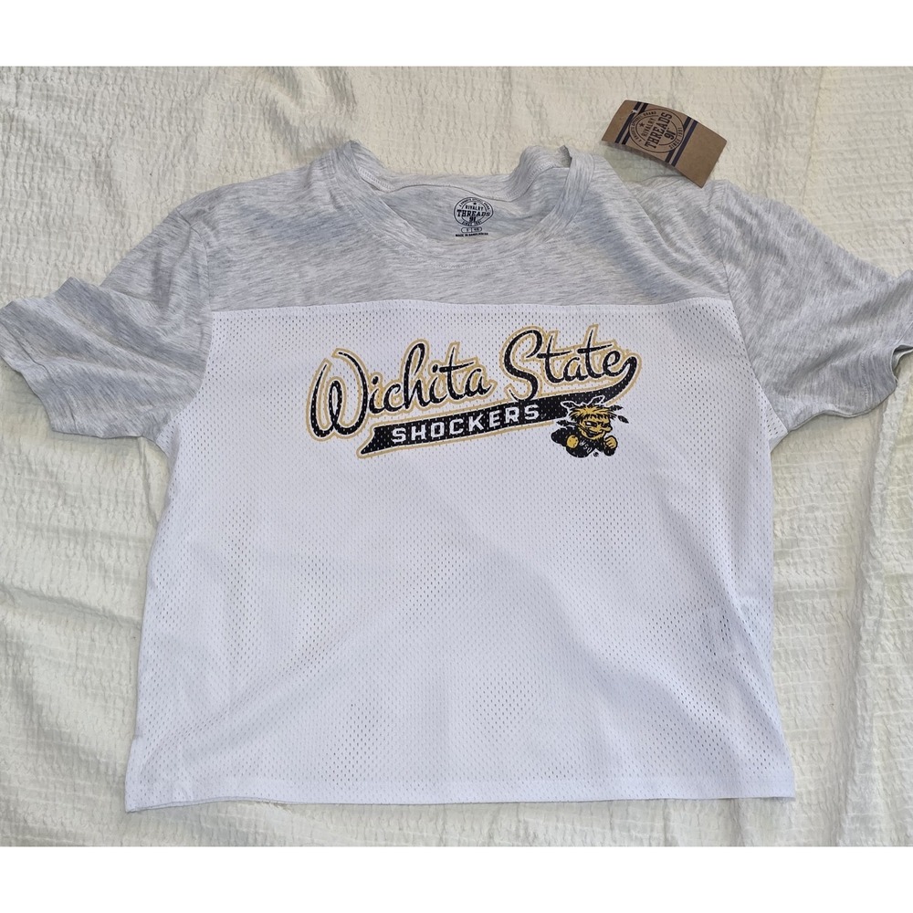 Wichita State Shockers NCAA SS Cropped Mesh Jersey Tee T-Shirt Women S - NEW
